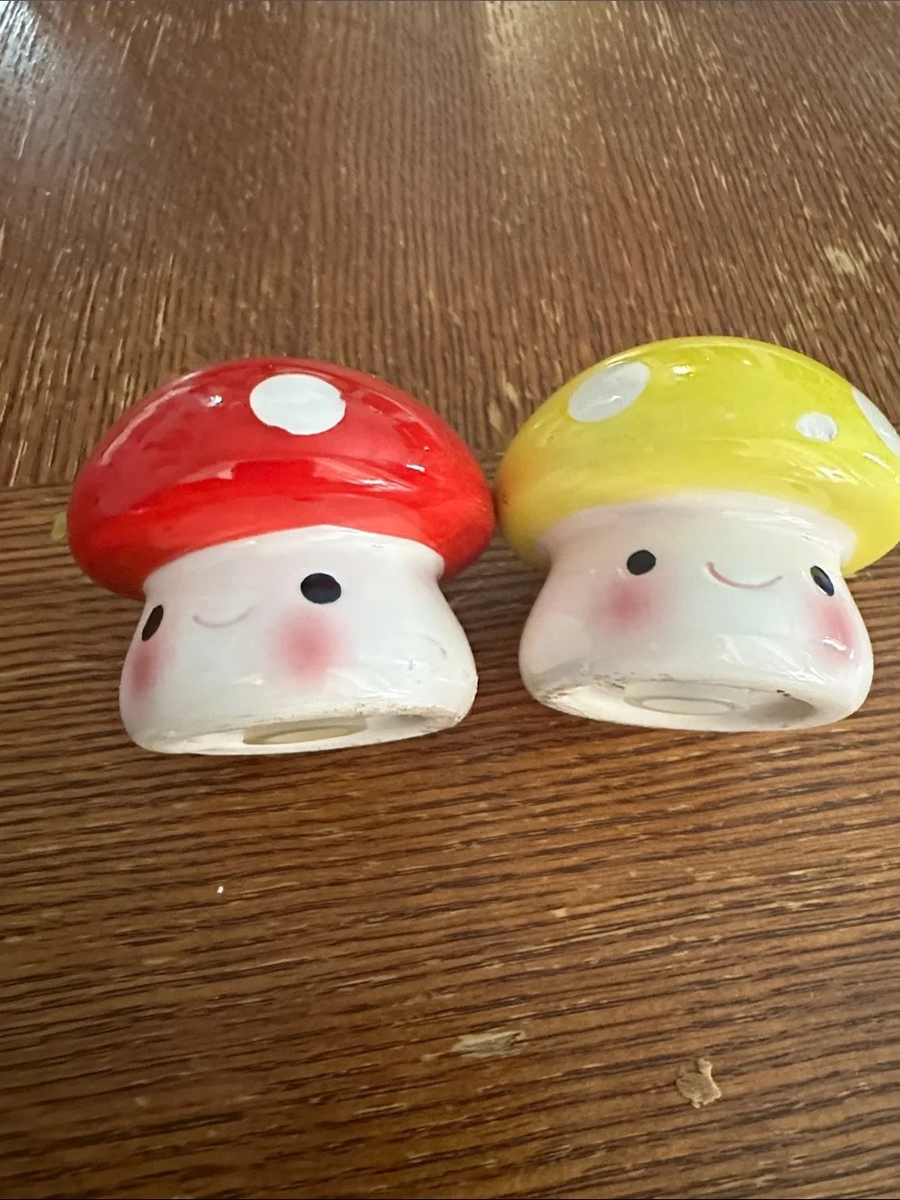 Red and Yellow Polka Dot Mushroom Salt & Pepper Shakers
